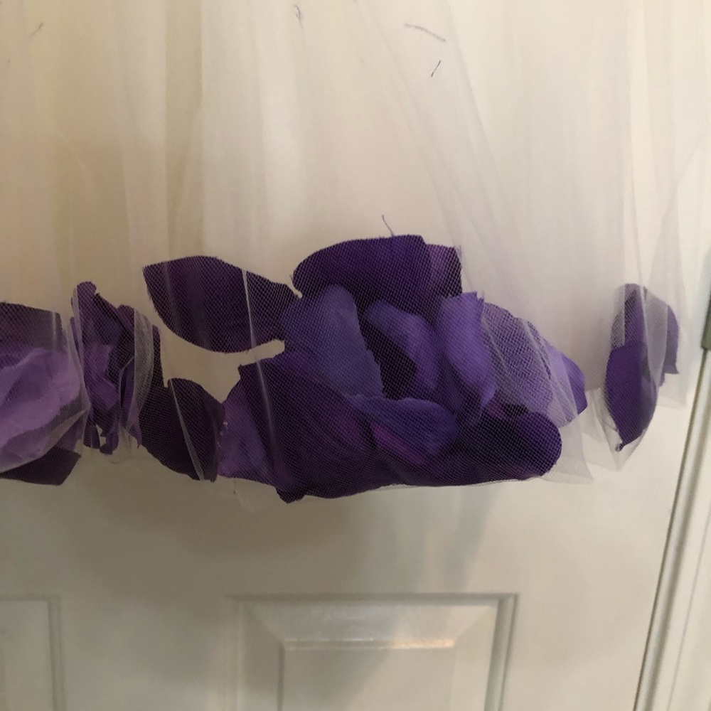 White and Purple Flower Girl Dress - Picture 3 of 7